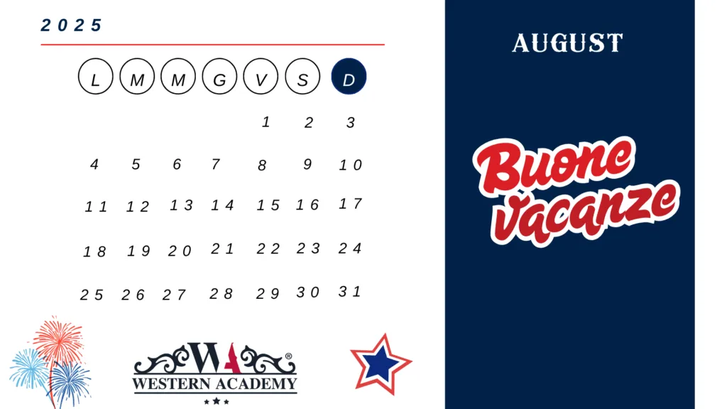 Calendario Agosto Western Academy