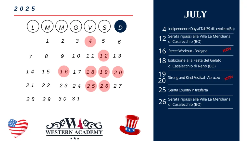 Calendario Luglio Western Academy
