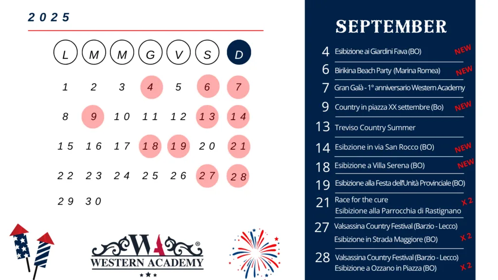 Calendario settembre Western Academy